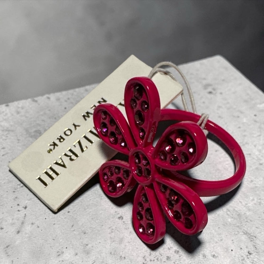 4/$29 - Isaac Mizrahi New York Pink Crystal Flower Ring Size 9 NWT (BR666/6)